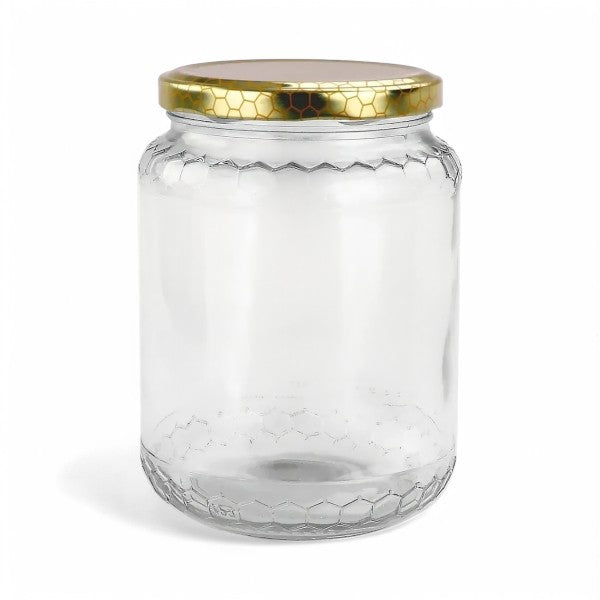 750mL Glass Honey Jar Honeycomb Pattern - 12pcs