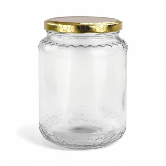 750mL Glass Honey Jar Honeycomb Pattern - 12pcs