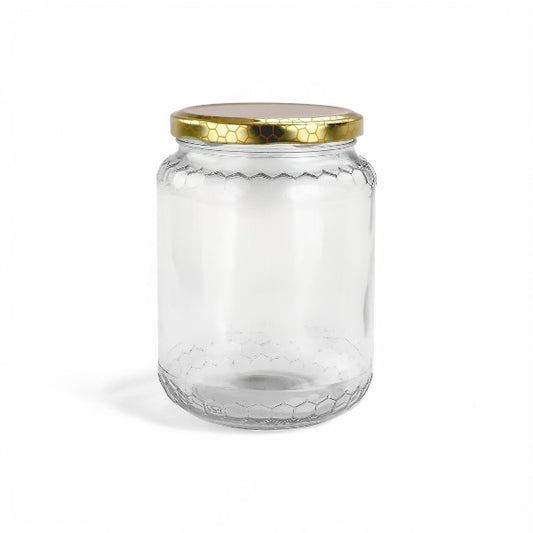 375mL Glass Honey Jar Honeycomb Pattern - 24pcs